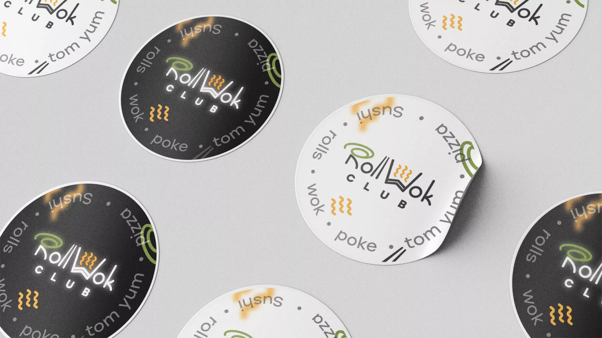 Разработка наклеек для суши-бара «Roll Wok Club» в Лыткарино