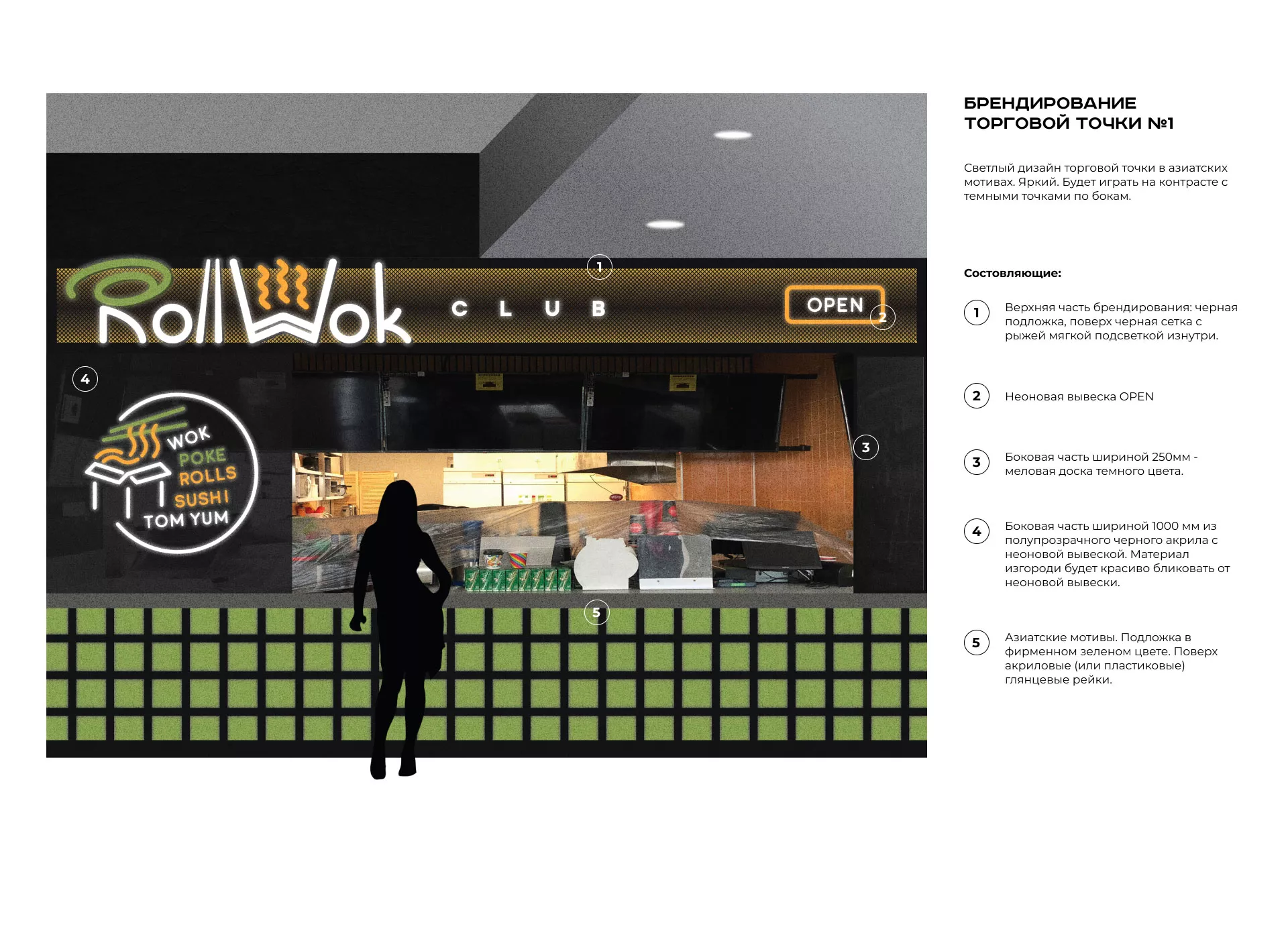 Брендирование торговых точек суши-бара «Roll Wok Club» в Лыткарино